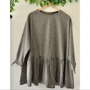 Zara Black White Gingham Oversized Tunic Medium